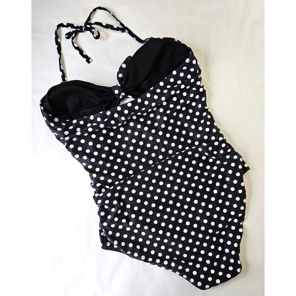Womens Retro Polka Dot Halter One-Piece Swimsuit XXL Beach Pool Sexy Stylish - Picture 5 of 8